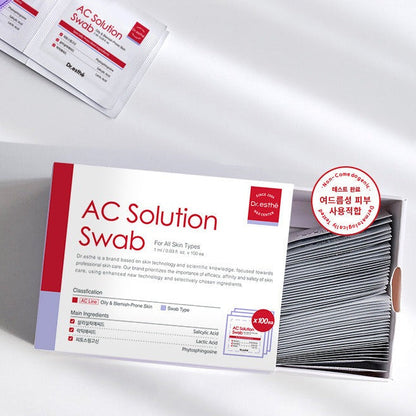Box of Dr Esthe AC Solution Swabs with a white background
