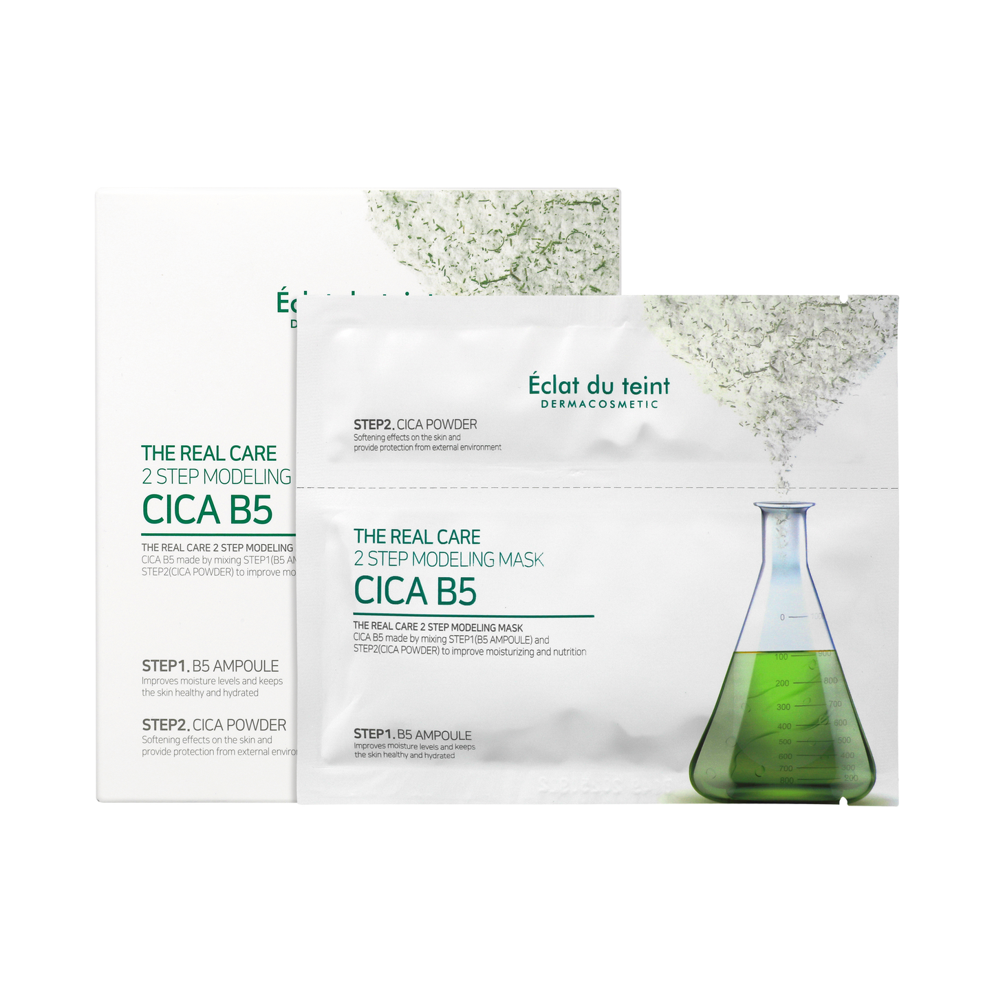 Éclat du teint The Real Care 2 Step CICA B5 Modeling mask 5 pcs (PRO)